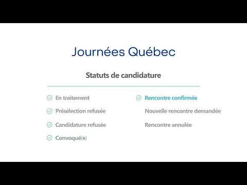 Utilisation de la plateforme Journées Québec  | Statuts de candidature – Candidates et candidats