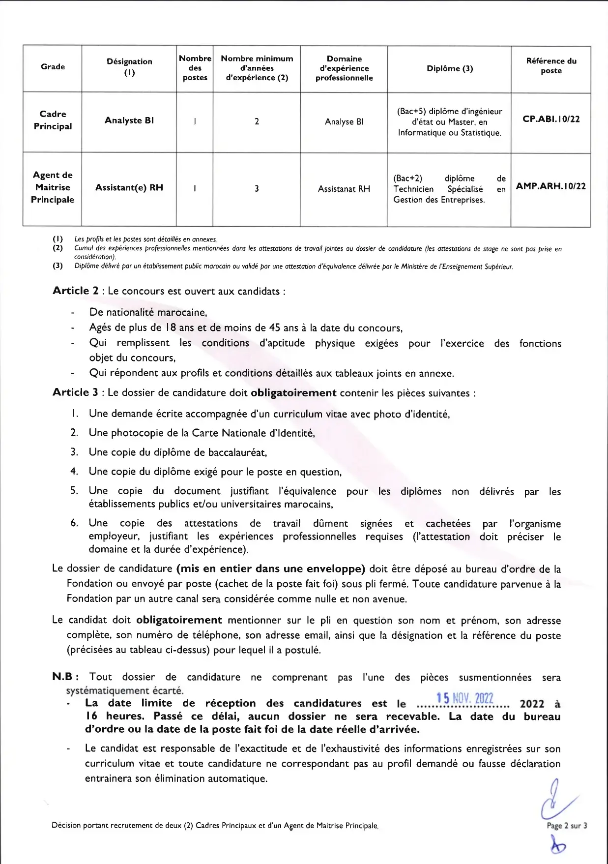 Concours Fondation Mohammed VI 2022 (03 postes)