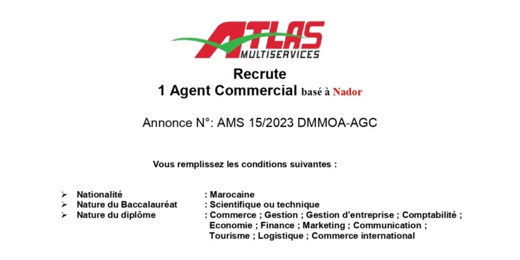 Concours Agent commercial Atlas Multiservices 2023