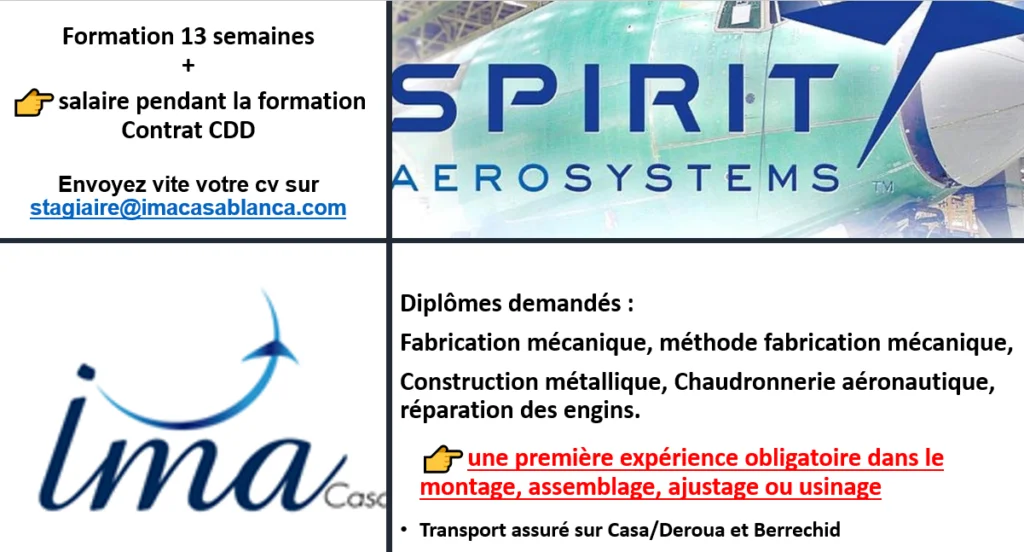 Formation gratuite Pré-Embauche IMA et Spirit Aerospace